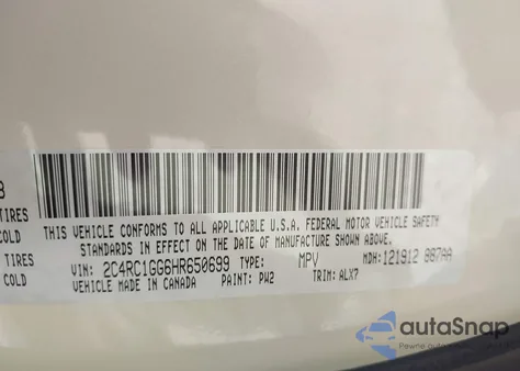 2017 Chrysler Pacifica Limited из США, поврежденный, VIN 2C4RC1GG6HR650699